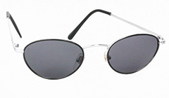 Oval metal solbrille i sort og sølv - Design nr. 3115